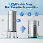 Purewell 3-Stage 0.01μm Ultra-Filtration Gravity Water Filter System, NSF/ANSI 42&372 Certification, 304 Stainless Steel Countertop System with 2 Filters and Stand, Reduce 99% Chlorine, 2.25G, PW-OB