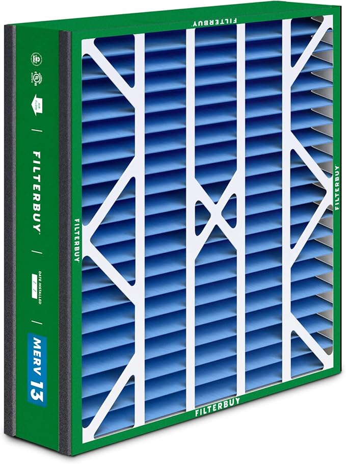 Filterbuy 20x20x5 Air Filter MERV 13 Optimal Smoke & Allergy Defense (3-Pack), Electrostatic Pleated HVAC AC Furnace Filters for Trion Air Bear 255649-103 & More (Actual Size: 19.63 x 20.63 x 4.88)