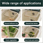 Kitchen Food Waste Filter Basket with 50Pcs Mesh Bag Collapsible Residue Filter Screen Holder Square Bracket Corner Hanging Drain Rack Sink Strainer White 1pcs