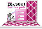 Colorfil 20x30x1 Air Filter (2-Pack) | Made in the USA | Color Changing | Remove Cat and Dog Odor | MERV 8 for Pet Hair Dander and Dust | 19.75"x29.75"x0.75" Exact Size