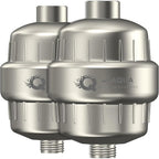 weAQUA Heavy Duty Shower Filter Family 2 PACK – 99% Removal for Hard Water, Chlorine, Fluoride, Heavy Metals, Micro-life, Organics and More (Brushed Nickel)