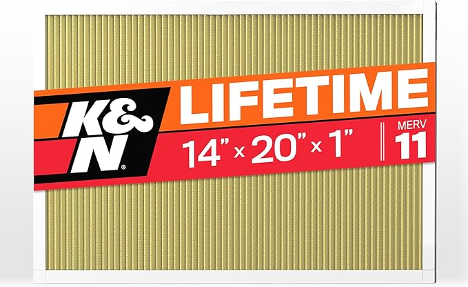 K&N 14x20x1 HVAC Furnace Air Filter, Lasts a Lifetime, Washable, Merv 11, the Last HVAC Filter You Will Ever Buy, Breathe Safely at Home or in the Office , HVC-11420, 1 Count (Pack of 1)