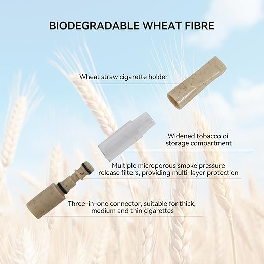 Cigarette Filters Wheat Straw 12pcs Cigarette Holder Reusable Clean Tar Tobacco Filter with Multi-Filtering for Standard Size Cigarettes Ø8mm,Slim Cigarettes Ø6mm and Ø5mm