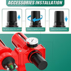 Industrial Grade Three-Stage Air Drying System, 0-150 PSI, 3/8 Inch NPT, Aluminum Alloy, with Particulate Filter, Coalescing Filter, Desiccant Dryer, and Air Regulator (Manual Drainage)