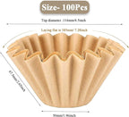 2-5 Cup Coffee Filters, Pack of 100 Unbleached Coffee Filters 5 Cup, Thicken Natural Coffee Filter Basket for Commercial, Home Coffee Maker, Pour Over Coffee Kit (Brown, W02)