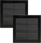 Vent Systems 6" x 6" (Opening Dimensions) - Pack of 2 - Black Plastic Soffit Vent Cover - Durable Flat Square Air Vent Grille with Mesh Screen - Ventilation Grill Wall & Ceiling Indoor & Outdoor