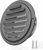 4inch 304 Stainless Steel Air Vents, Louvered Grille Cover Vent Hood Flat Ducting Ventilation Air Vent Wall Air Outlet with Fly Screen Mesh for House (4 inch Black Paint Cover （100mm）)
