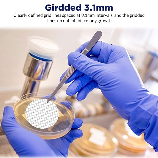 Membrane Solutions MCE Gridded Membrane Filter, Mixed Cellulose Esters Membrane Filter, Sterile Individual Pack Membrane Disc Filter, Diameter: 47 mm, Pore Size: 0.45 um, (800 Pack)