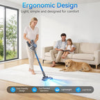 BlueEpic Cordless Vacuum Cleaner, Rechargeable with 2200mAh Detachable Battery, Powerful Stick Vacuum with 2 Adjustable Modes, Lightweight Handheld Vacuum for Pet Hair/Carpet/Floor