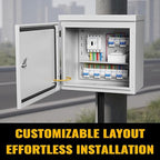 Steel Electrical Box, 24"x24"x8" Steel Enclosure, IP67 Waterproof & Rust-Resistant, Outdoor/Indoor Electrical Junction Box with Mounting Plate for Wall/Pole Mount