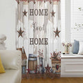 Farmhouse Sheer Curtains 108 Inch Length Retro Country Star Berry Vintage Wood Grain Chiffon Curtain for Bedroom Living Room Light Filtering Rod Pocket Window Treatments Voile Curtains Drapes