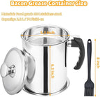 Kaemi 2.2L / 74OZ Bacon Grease Container With Strainer, Bacon Grease Keeper,Oil Storage Container for Kitchen,Filtered Oil Jug With Lid and Easy Grip Handle for Storing Meat Frying and Cooking Oil