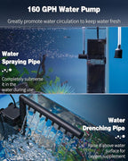 Pawfly Internal Aquarium Filter with 160 GPH Water Pump Quiet Submersible Bio Sponge Foam Filter for 30 to 60 Gallon Fish Tanks Multifunctional Filter for Filtration Circulation and Oxygenation