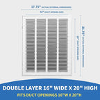 16x20 Return Air Grille [Duct Opening Size],Return Air Vent Cover for Wall Or Ceiling,Steel Return Air Filter Grilles Removable Face/Door for 1 Inch Filters (16"W x 20"H [Duct Opening])