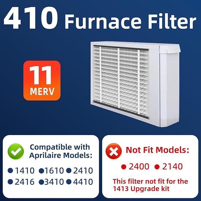 2 Pack 410 Replacement Air Filter, MERV 11,Actual Size: 16"x28"x4", Nominal Size: 16x25x4, HVAC Furnace Filter, Compatible with AprilAire Models 4400, 3410, 2416, 2410, 1610, 1410,