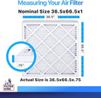 Filter King 36.5x66.5x1 Air Filter | 4-PACK | MERV 8 HVAC Pleated A/C Furnace Filters | MADE IN USA | Actual Size: 36.5 x 66.5 x .75"