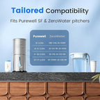 Purewell 0 TDS 7-Stage Water Filter Replacement for Zero Pitcher, Purewell SF series system, 200Gal Long-Lasting, NSF Certified to Reduce TDS, Total PFAS, Mercury& Heavy Metals, Chlorine (2 Pack)