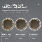 Bathroom Mirror with LED Lights, Wall Mirror with Touch Sensor, Round Mirror with Demister Pad, 3 Light Modes, for Living Room and Bathroom(A,60cm/23.6in)
