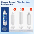 PUREPLUS LT800P NSF/ANSI 53&42 Certified Replacement for LG ADQ73613401, Kenmore 469490, 9490, ADQ73613402, ADQ736134, LSXS26326S LMXC23746S, LT120F, Refrigerator Water and Air Filter Combo, 1Pack