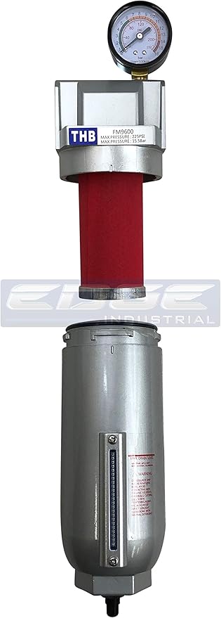 HEAVY DUTY INDUSTRIAL GRADE COALESCING FILTER WITH 0.01u MICRON ELEMENT, METAL BOWL, REMOVES 99.98% MOISTURE, VAPOR AND OIL FROM COMPRESSED AIR LINES, AUTO DRAIN (1/2" NPT, 11oz)