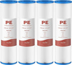 SimPure 10"x2.5" Pleated Polyester Sediment Water Filter Replacement Cartridge 5 Micron Whole House Pre-Filter Compatible with W50PE, WFPFC3002, SPC-25-1050, FM-50-975 - 4 Pack