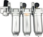3/4" NPT SUPER DUTY Industrial Grade 4 Stages Filter Coalescing Desiccant Dryer Regulator System For Compressed Air Lines, Metal Bowls, Great For Paint Spray And Plasma Cutter (MANUAL DRAIN)