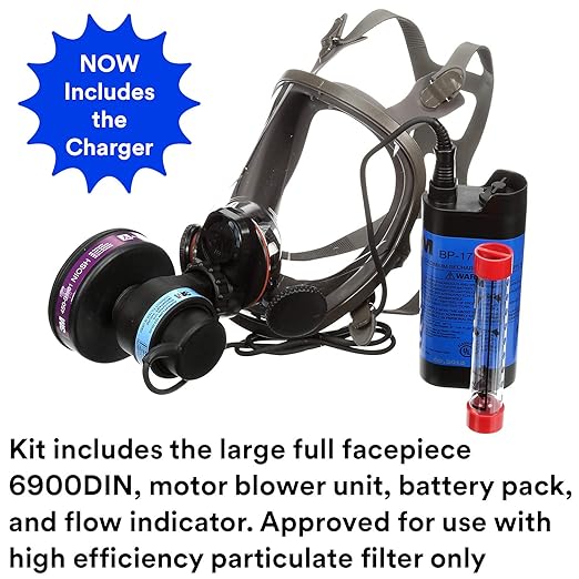 3M Powerflow Powered Air Purifying Respirator Kit 6900PF, Face-Mounted, Large, Protection Against Dust, Mist, Fumes, Lead, Mold, Asbestos, Radionuclides, Radon Daughters