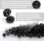 Aquarium Bio Balls - 100pcs Black Bulk Sump Filter Media with Sponge Biological Filtration Media for Koi Pond,Fish Tank,Canister,Air Pump