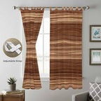 Brown Western Living Room Curtains 96 Inch Length, Window Curtains Tab Top, Vintage Farmhouse Wood Barn Door Light Filtering Window Treatments Drapes 52"x96" 2 Panel