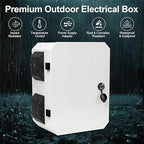 Outdoor Electrical Box with Key Lock, 12V Cooling Fan & Temperature Controller Included, Cold-Rolled Steel Plate Electrical Box, with M10 Aluminum Alloy Sliding Groove (11.81"x15.75"x7.87")
