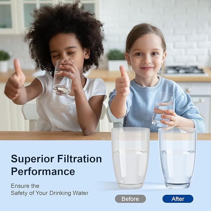 Purewell 7-Stage 7-In Water Filter Replacement for Zero Pitcher, Purewell SF series system, 400Gal Long-Lasting(4 Pack, SF Series)