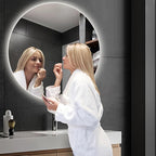 Bathroom Mirror with 3 Colour LED Lights, Lighted Bathroom Makeup Wall Mounted Mirror with Demister Pad, Touch Switch Mirror for Entryway, Bathroom, Vanity(31.4"/80cm)