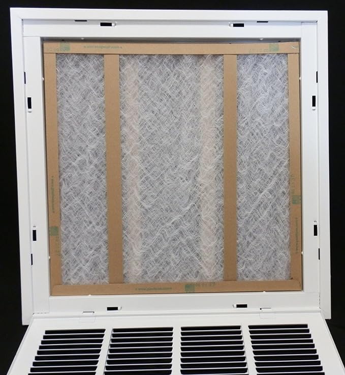 HVAC Premium 32" X 10" Steel Return Air Filter Grille for 1" Filter - Fixed Hinged - HVAC DUCT COVER - Flat Stamped Face - White [Outer Dimensions: 34 5/8"w X 12 5/8"h]