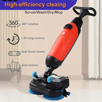 Floor Polisher Commercial, Dual-Brush Rotary Floor Scrubber, Lightweight Electric Floor Cleaner, 360° Rotating Head, Wet Dry Floor Cleaner for Offices & Schools Grey