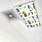 4 Pcs Fluorescent Light Covers for Ceiling Lights Seamless Construction Vehicles Cranes Excavators Trucks Bulldozers Decorative Magnets Light Filters for Office Home Classroom Must Haves 4’ x 2’