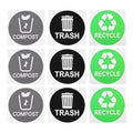 9pcs Trash Can Classification Stickers Self-Adhesive Recycling Decals for Easy Waste Sorting Options for Home and Kitchen Use