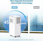 8000 BTUs Portable Air Conditioner with Cooling, Dehumidifier, Fan 3-IN-1 Indoor AC, 24H Timer, 2 Fan Speeds, Sleep Mode, Remote Control Included - Ideal for Home, Office, and Garage Use