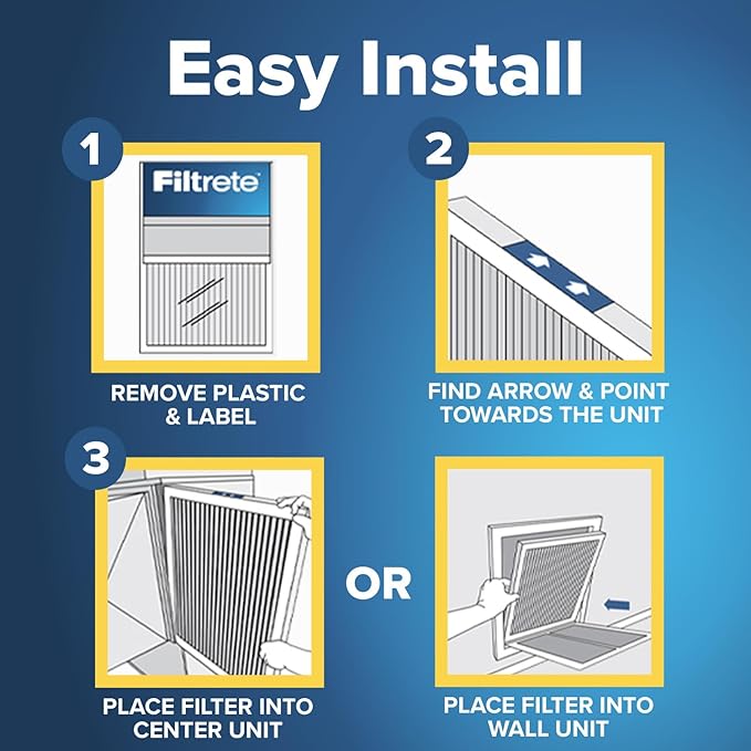 Filtrete 16x20x1 AC Furnace Air Filter, MERV 12, MPR 1500, CERTIFIED asthma & allergy friendly, 3 Month Pleated 1-Inch Electrostatic Air Cleaning Filter, 4-Pack (Actual Size 15.69 x 19.69 x 0.78 in)