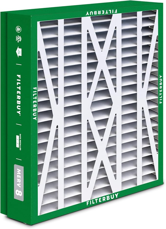 Filterbuy 21x23.5x5 Air Filter MERV 8 Essential Dust & Allergy Defense (4-Pack), Pleated HVAC AC Furnace Filters for Trane Perfect Fit & American Standard (Actual Size: 20.00 x 23.09 x 4.97)