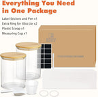Glass Storage Jars Set Elegant Containers with Airtight Bamboo Lids, Perfect for Kitchen Organization - Flour, Rice, Pasta, Sugar, Coffee Beans, Accessories Included (2 packs(111oz))