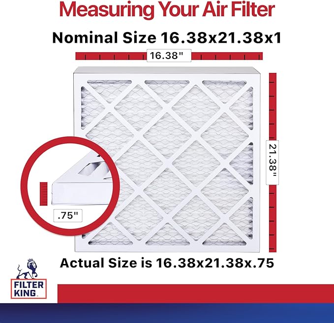 Filter King 16.38x21.38x1 Air Filter | 12-PACK | MERV 11 HVAC Pleated A/C Furnace Filters | MADE IN USA | Actual Size: 16.38 x 21.38 x .75"