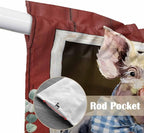 Pig Sunflowers Swag Valances for Windows, Eucalyptus Leaves Floral Bees Red Barn Rod Pocket Kitchen Curtains Valance, Small Window Curtains Swag for Cafe Bathroom Living Room, 2 Panels, 36x36 inch