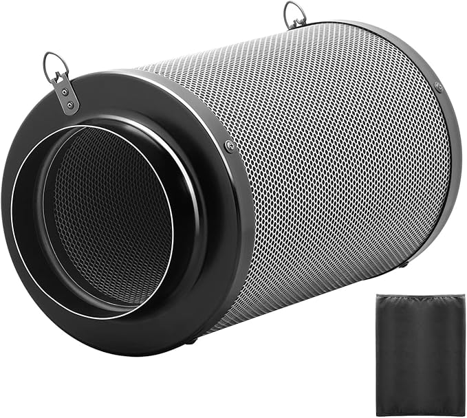 iPower 6 Inch Air Carbon Filter Odor Control with Premium Australia Virgin Charcoal for Inline Fan, Indoor Grow Tent, Hydroponics, Reversible Flange, Prefilter Included, Black