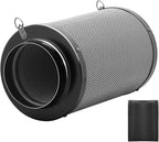 iPower 6 Inch Air Carbon Filter Odor Control with Premium Australia Virgin Charcoal for Inline Fan, Indoor Grow Tent, Hydroponics, Reversible Flange, Prefilter Included, Black