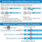 Refrigerator Water Line Kit Connection and 1/4 Compression Ice Maker Installation Kit,1/4" OD Tubing with Quick Connect for Fridge IceMaker Reverse Osmosis RO Systems Water Filters Faucet 25ft