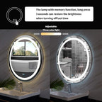 Illuminated Bathroom Mirror 800 x 800 MM Round LED Wall Mounted Vanity Mirror with Touch Sensor and Demister Pad Anti -Fog Makeup Mirror for Home Hotel IP44 Rated