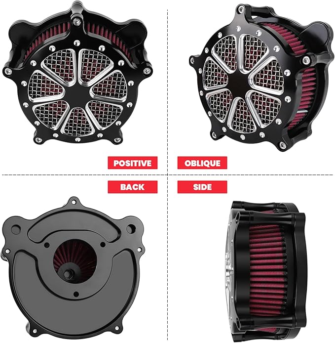 Twin Cam Air Filter, High Flow Air Filter Kit Compatibel with Harley Davidson Touring Street Glide/Road Glide/Softail/Trike/Dyna FBW 2008-2017 air intake Drift
