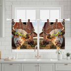 Farm Yaks Kitchen Curtains 36 Inch Length, Small Window Curtains Tab Top, Farmhouse Barn Funny Animals Butterfly Light Filtering Short Window Treatments Tier Drapes 27.5"x36" 2 Panel