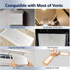 MERV 8 Air Vent Filters 20x100 Inch,Cut to Size Air Filter Material (60+ Filters), Electrostatic Triple Vent Filters for Floor, Ceiling, HVAC & RV Vents, Includes 48 Adhesive Hook Tape