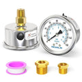 MEANLIN MEASURE 0~160Psi Dry Pressure Gauge Stainless Steel 1/4" NPT 2" FACE DIAL Waterproof for Air Compressor RV Regulator Water Pressure Tester Black Mount, with 1/2" NPT and 3/8" NPT Hex Bushing